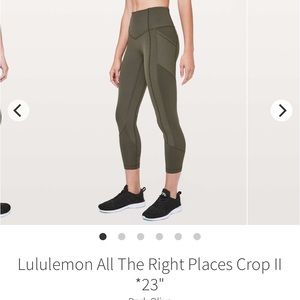 Lululemon All The Right Places Crop- Olive